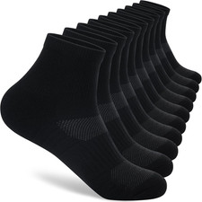 Mens 100 Cotton Cushioned Ankle Socks Moisture Wicking Breathable Quarter picture