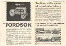 1927 Fordson Tractors 2 Sep. Pg. Ad: Tradition is the Enemy of Efficiency picture