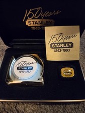 Vintage Stanley Tools 150th 1843-1993 Anniversary Gold Tape Measure & Lapel Pin picture