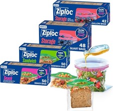 ZIPLOC STORAGE BAGS VARIETY PACK, 190CT TOTAL, 42CT STORAGE GALLON AND 48CT STOR picture