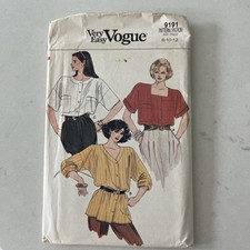 1980's VOGUE Misses' Blouse Pattern 9191 Size 8-12 UNCUT picture