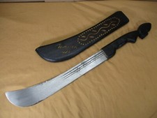 Vtg Jamaica Robert Mole & Sons Machete Birmingham Carved Wood Handle & Sheath picture