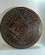 Medieval wooden Viking Celtic Scottish Targe Round Shield Larp Christmas gift picture