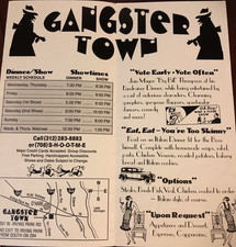Chicago IL Gangstertown Restaurant Dinner Show Schiller Park Vintage Brochure picture