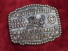 Superstar Rodeo Champion☆1988☆Team Roping TROPHY BUCKLE☆Wickenburg Az.☆RARE☆872 picture