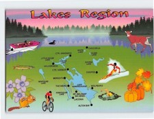 Postcard Greetings From NH Lake Region Map picture