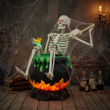 Way To Celebrate Animated Skeleton in Cauldron Halloween Outdoor Decor, 43 in picture
