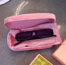 Miu Miu SMU007S Women’s Rectangular Sunglasses Black Frame Purple Tinted 145mm picture
