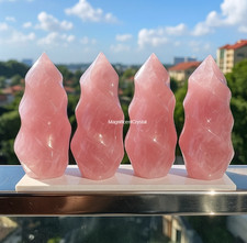 1pc Genuine Polished Rose Quartz Flame Crystal Tower Home Decor Healing Gift picture
