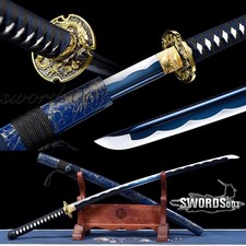 Elegant Blue Dragon Sword T10 Steel Sharp Japanese Samurai Katana Battle Ready picture