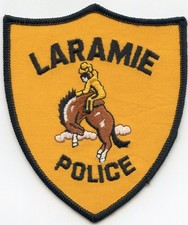 LARAMIE WYOMING POLICE Rodeo Cowboy Riding Horse POLICE PATCH picture
