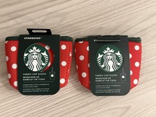 Disney Parks Starbucks Minnie Red Polka Dots Cold Fabric Cup Sleeve New Set Of 2 picture