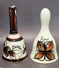 VTG Hawaiian Art Pottery Souvenir Bells Molokai Kauai Hand Painted Ceramic 70s picture