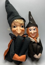 Set Of 2 Vintage Witch Knee Hugger Halloween Decoration Japan Shelf Sitters LOOK picture