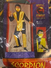 Vintage 1997 Mortal Kombat Scorpion Halloween Costume Child Size 12-14 Used picture
