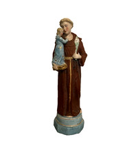 Vintage St Anthony Padua and Child Jesus Hand Painted Ceramic 8.5