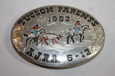 Vintage 1982 Tucson Arizona Team Roping Rodeo Belt Buck Marked AD picture