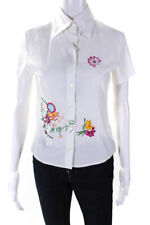 Dolce & Gabbana Womens Embroidered Button Up Blouse White Size Large picture