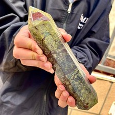 1.84LB Natural Dragon Blood Column Obelisk Crystal Column Wand Point Healing Sto picture