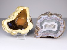 Natural TURKISH AGATE Pair Polished Banded Agate Crystals Nodules 3.06 lbs picture
