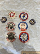 Lot of 8-1976  Bicentennial Buttons Washington, Liberty Bell, Minute Man etc picture