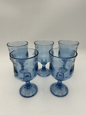 Set 5 Savannah Blue By Anchor Hocking 16 oz Iced Tea Or Water Goblets Excellent picture