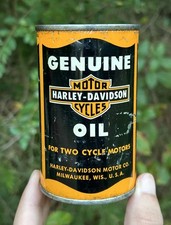 Vintage original GENUINE HARLEY-DAVIDSON MOTORCYCLES OIL 1/2 pint oil can picture