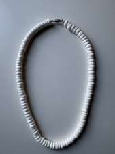Puka Shell Necklace Vintage Hawaiian Long 20.5” 78.91 Grams Silver Barrel Clasp picture