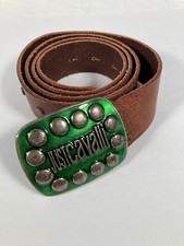 VTG Just Cavalli Green Enamel Silver Tone Belt Buckle & Belt Studs Robert Men picture