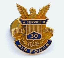 Vintage H.L.P. 10k Gold Air Force 30 Years Service Enamel Pin 1.9 Grams No Scrap picture