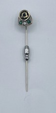 Vintage 10 K Yellow White Gold Green Emerald And Diamond Southwestern Bell  Pin picture