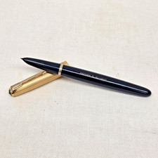 VTG Parker 51 Fountain Pen Blue Body 1/10 16k Gold Filled Cap Arrow Clip 1946 picture