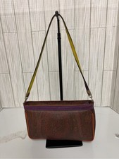 Etro Paisley Shoulder Bag Brown Purple Orange Leather Trim Zip Top picture