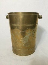 Vintage Japanese Heavy Brass Etched Pot with/Handle picture