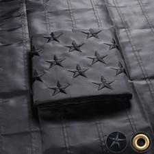 Black American Flag 5x8 Ft Outdoor, Heavy Duty Embroidered US Flag, All Black... picture