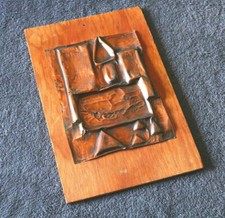Vintage Artisan Hand Hammered Copper MCM Modern Geometric Art Old Estate Gift YU picture
