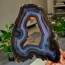 1.45LB Natural  Stripe Agate Slice Quartz Crystal  Slab Ore Specimen picture