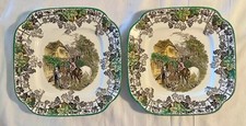 2 Spode Byron Multicolor  Square Luncheon Plate 676111 picture
