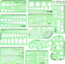 11PCS Geometric Drawings Templates, Drafting Stencils Measuring Tools,...  picture