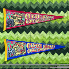 vtg 1960s Clyde Beatty Cole Bros. Circus Collectible Pennants Lot of 2 picture