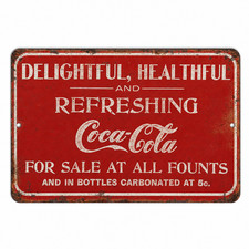 Coca Cola Vintage Sign Coke Ad Reproduction Aluminum Retro Classic - 3 Sizes picture