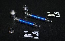 2X ORIGINAL BLUE METAL Pipe w/Lid Tobacco Smoking Metal pipe ALL METAL Pipes picture