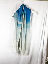 AKRIS elegant large sky Blue cashmere silk shawl scarf $995 picture
