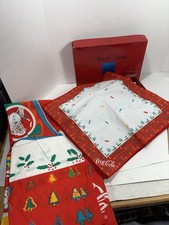 VINTAGE COCA COLA Notte Di Nattale Large Table Cloth & 12 Cloth NAPKINS 80’s NEW picture