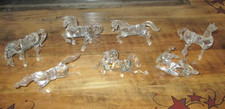 Small Crystal/Glass SET 7 Horse Figurines NICE SET VINTAGE picture
