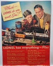1944 Lionel Train Railroad Locomotive Boxcar Tanker Color Original Print Ad 40s picture