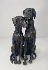 Vintage Loving Dog Statue Faux Bronze Figurine Whippet Greyhound Puppies Embrace picture