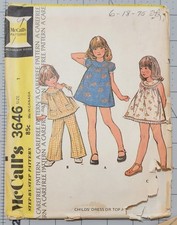 Vintage 1973 McCall's Child's Dress or Top and Pants Pattern 3646 Size 1 UNCUT  picture