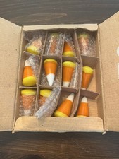 Glass Candy Corn Round End Fall Halloween Decor Set of 12 picture