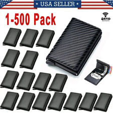 LEATHER CARBON FIBER Mens Wallet  RFID Blocking Purse ID Credit Card Holder Lot picture